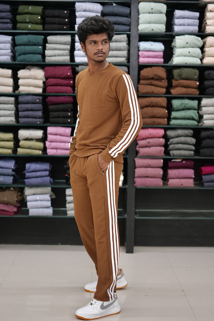 Imported FULL SLEEVE TSHIRT With PANT Co-ord set- BROWN