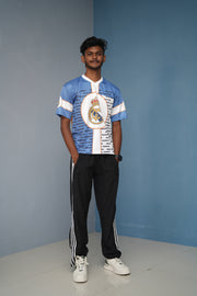 Five Sleeve Round-Neck F Printed Tshirt men - Ink Blue With White-Shirt & Pant Combo-7 Man