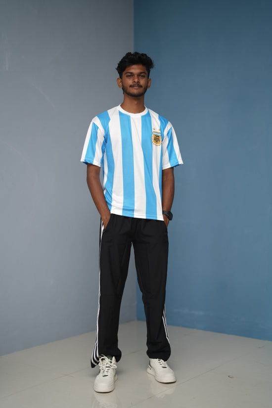 Five Sleeve Round Neck AFA Printed Tshirt for men - Plain Sky Blue-Shirt & Pant Combo-7 Man