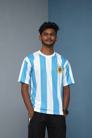 Five Sleeve Round Neck AFA Printed Tshirt for men - Plain Sky Blue-Shirt & Pant Combo-7 Man