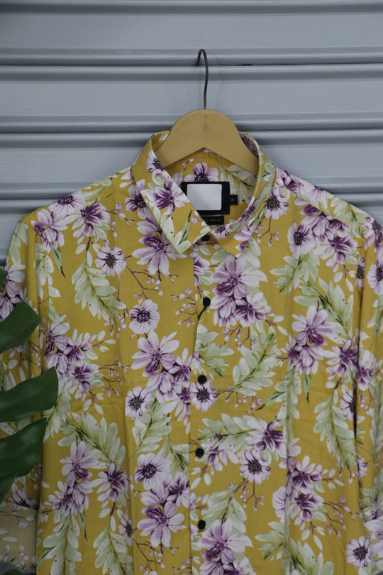 Men's Floral Printed Casual Shirt | Premium Full Sleeve Designer Shirt - Mustard Yellow – 7MAN Men's Fashion India