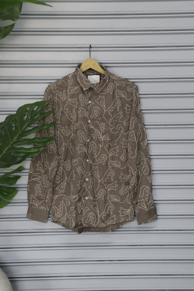 Men's Abstract Printed Full Sleeve Casual Shirt | Premium Cotton Blend - Brown