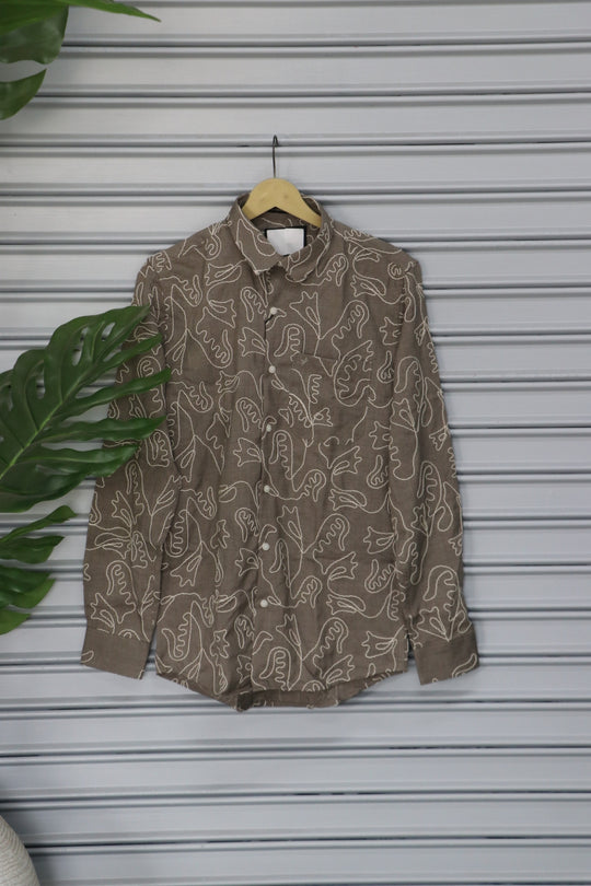 Men's Abstract Printed Full Sleeve Casual Shirt | Premium Cotton Blend - Brown – 7MAN Men's Fashion India