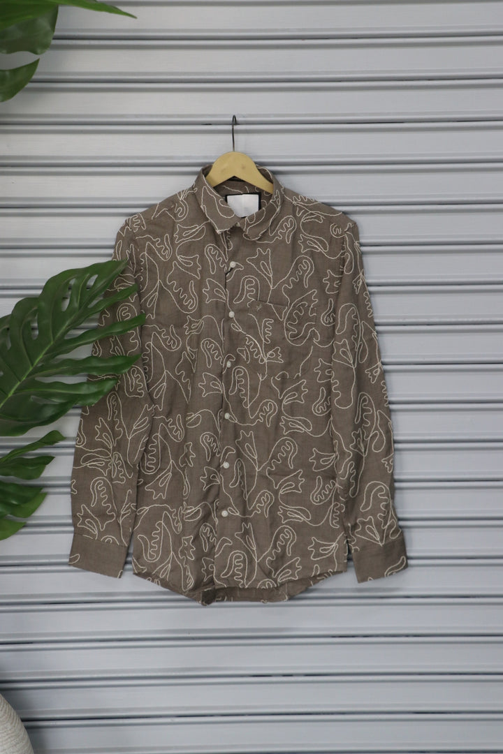 Men's Abstract Printed Full Sleeve Casual Shirt | Premium Cotton Blend - Brown