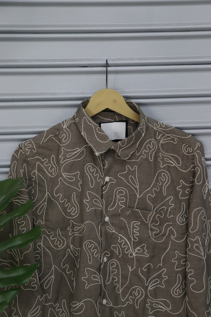 Men's Abstract Printed Full Sleeve Casual Shirt | Premium Cotton Blend - Brown