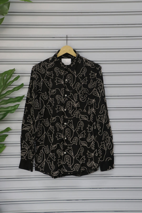 Men's Abstract Printed Full Sleeve Casual Shirt | Premium Cotton Blend - Black – 7MAN Men's Fashion India