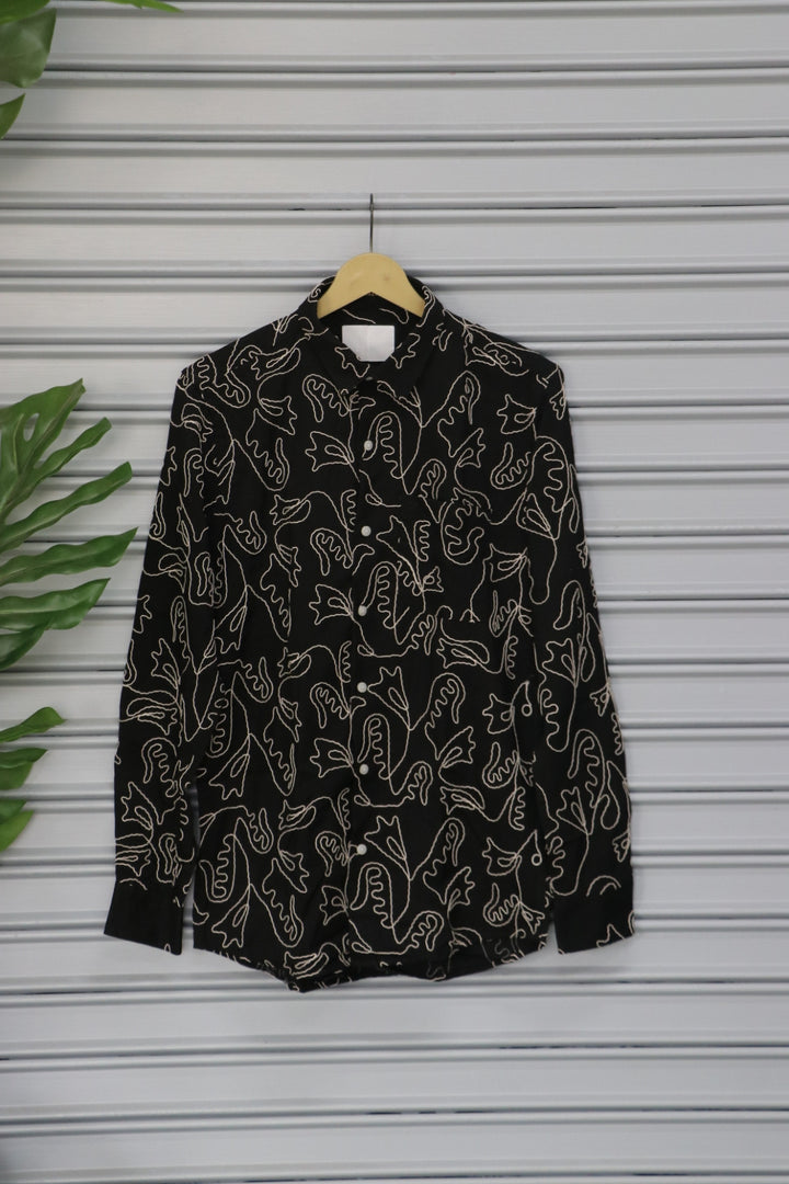 Men's Abstract Printed Full Sleeve Casual Shirt | Premium Cotton Blend - Black