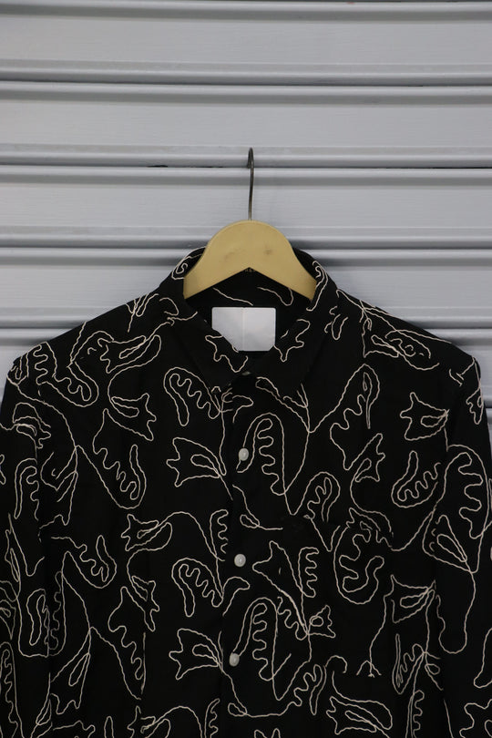 Men's Abstract Printed Full Sleeve Casual Shirt | Premium Cotton Blend - Black – alternate view – 7MAN India