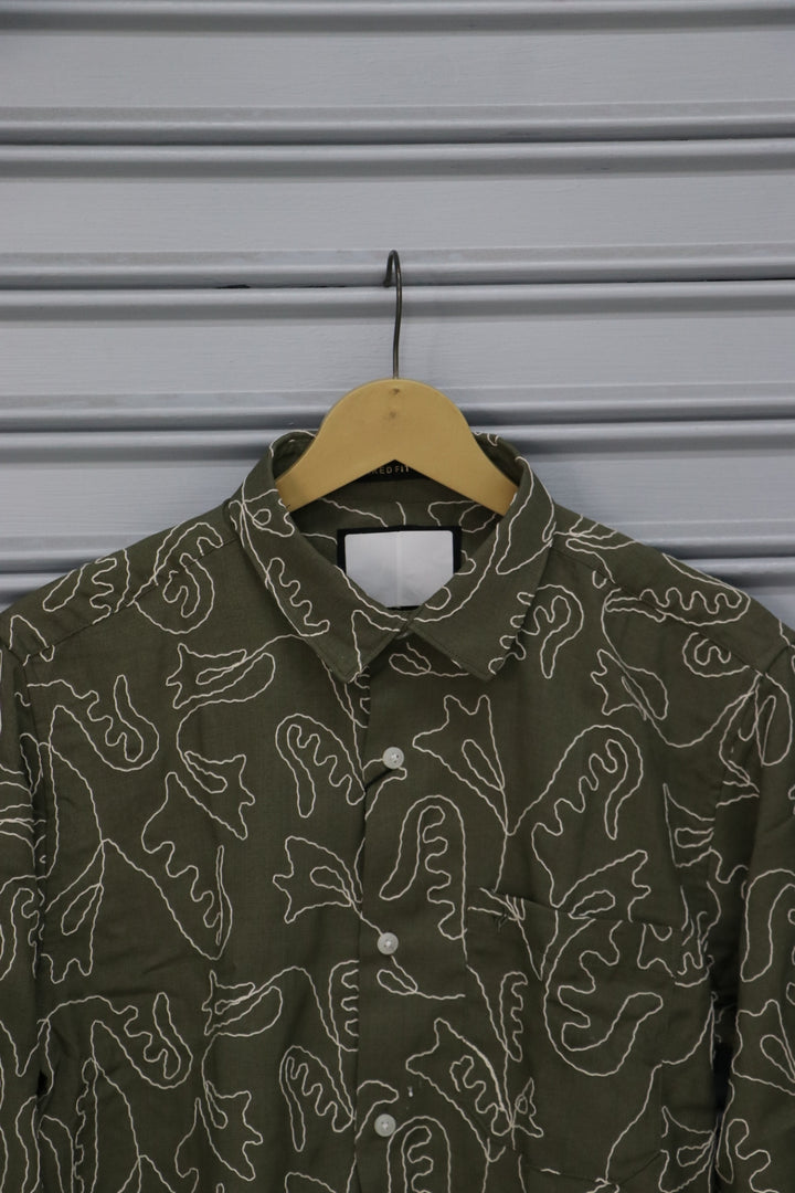 Men's Abstract Printed Full Sleeve Casual Shirt | Premium Cotton Blend - Grey