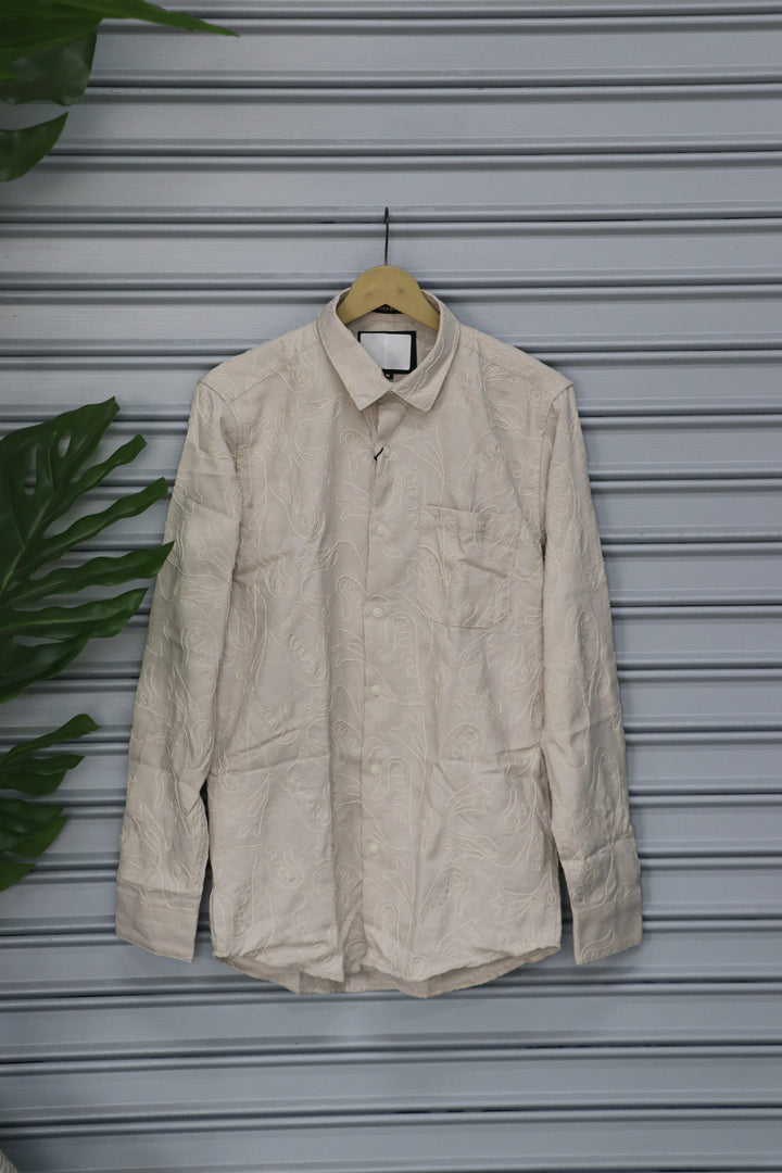 Men's Abstract Printed Full Sleeve Casual Shirt | Premium Cotton Blend - Ash
