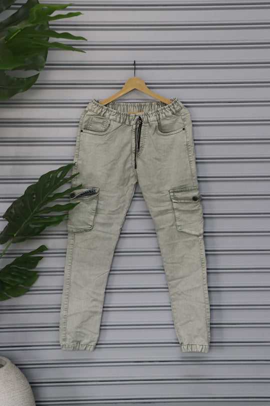 Men's Denim Cargo Jogger Pant | Premium Stretch Cargo Jeans- Ash – 7MAN Men's Fashion India