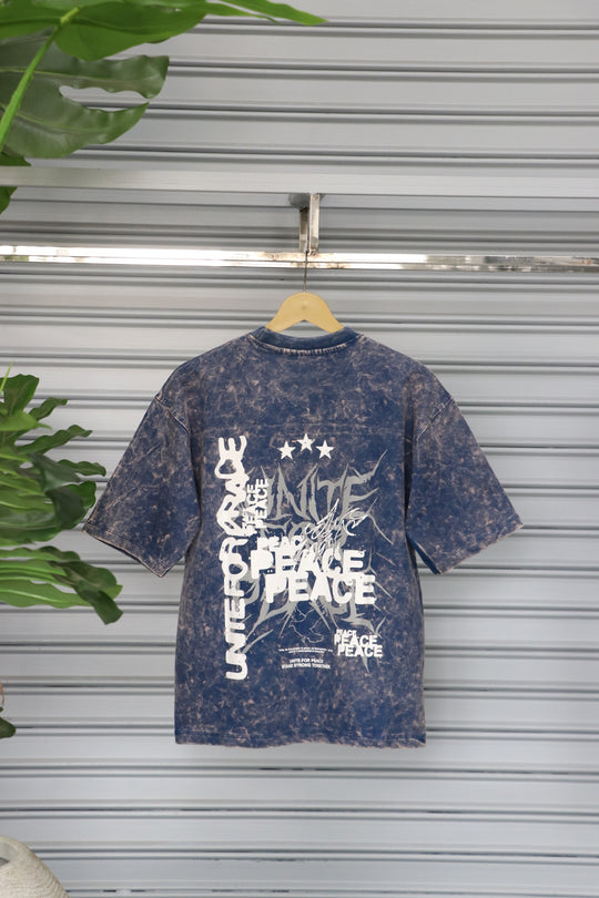 Men's Acid Wash Oversized T-Shirt | PEACE Printed - Navy Blue – 7MAN Men's Fashion India