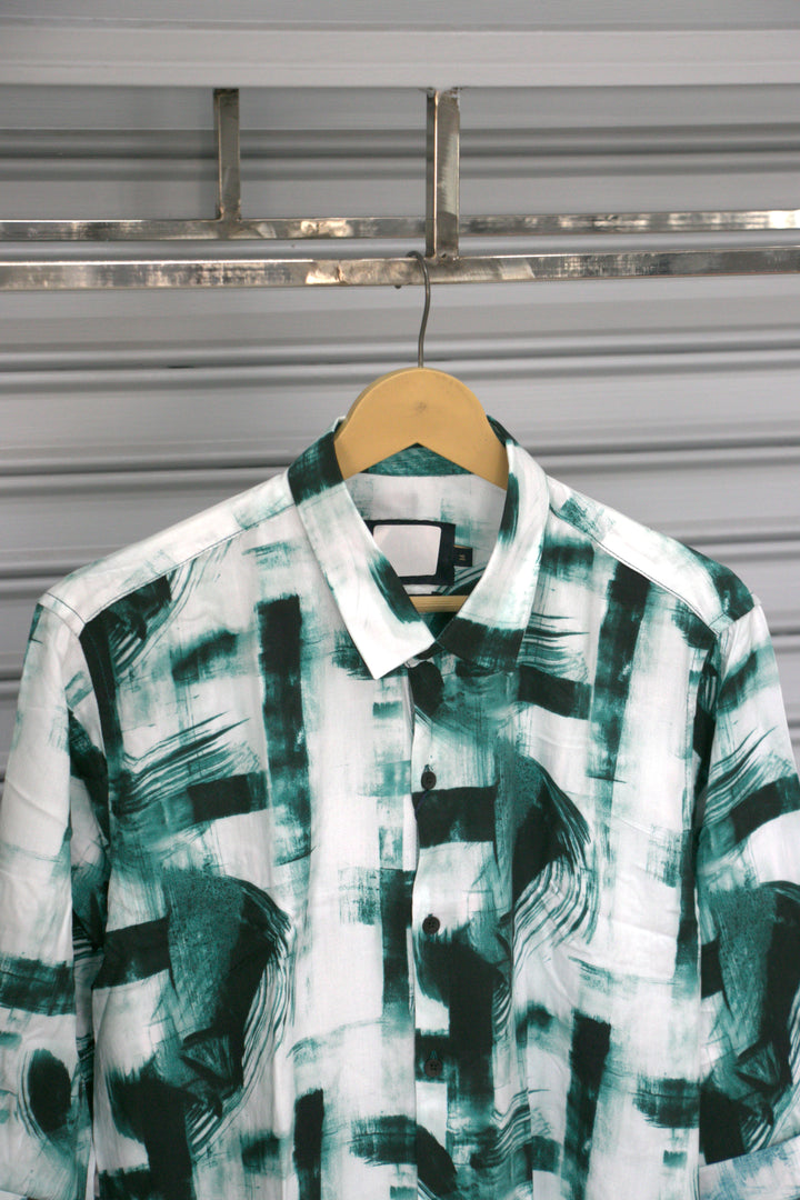 Men's Abstract Printed Casual Shirt | Premium Half Sleeve Designer Shirt | Green