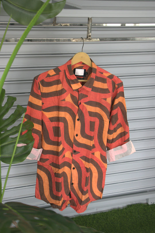 Men's Geometric Printed Casual Shirt | Trendy Half Sleeve Fashion Shirt | Red – 7MAN Men's Fashion India