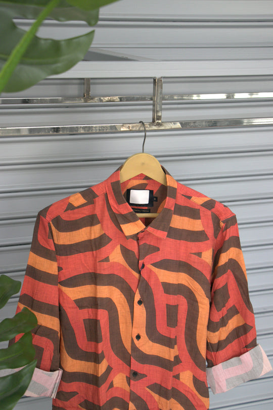 Men's Geometric Printed Casual Shirt | Trendy Half Sleeve Fashion Shirt | Red – alternate view – 7MAN India