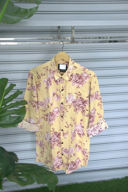 Men's Floral Printed Casual Shirt | Premium Half Sleeve Summer Shirt | Yellow – 7MAN Men's Fashion India