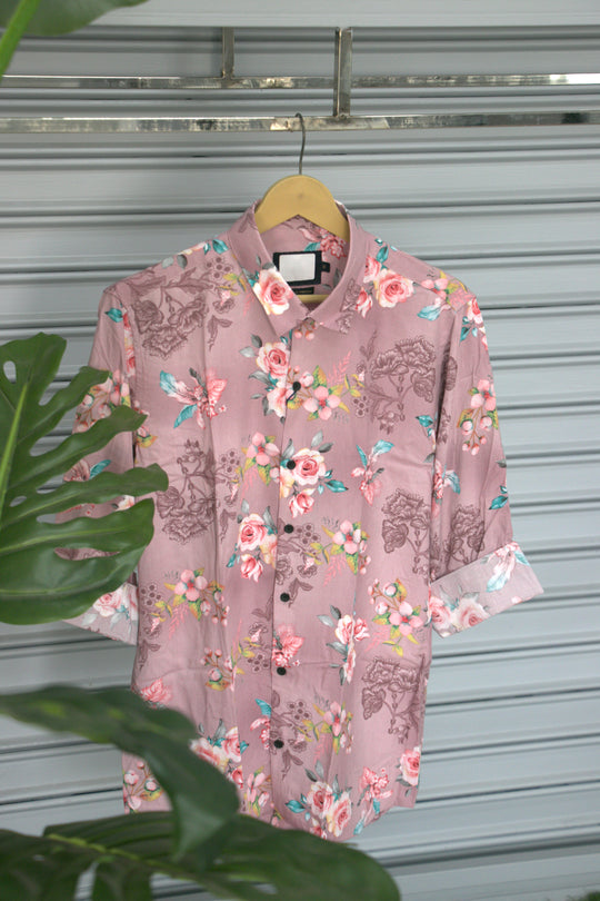 Men's Floral Printed Casual Shirt | Premium Half Sleeve Stylish Summer Shirt | Pink – 7MAN Men's Fashion India