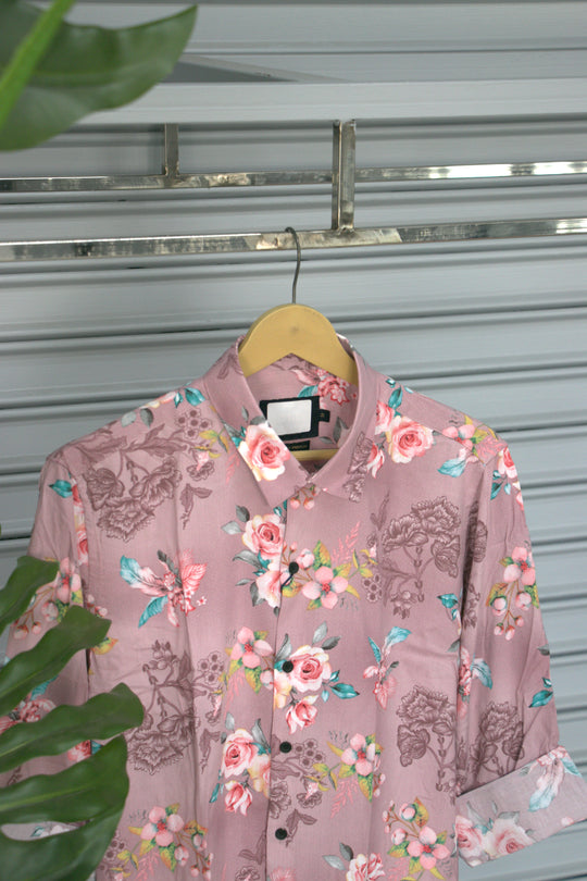 Men's Floral Printed Casual Shirt | Premium Half Sleeve Stylish Summer Shirt | Pink – alternate view – 7MAN India