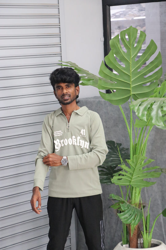 Men's Graphic BRROKLNN Printed Full Sleeve-Zip Sweatshirt | Streetwear Style - Pista Green – 7MAN Men's Fashion India