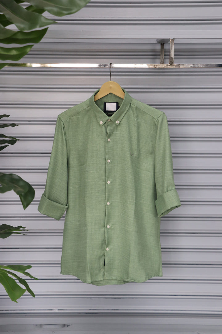 Men’s Plain Shirt Full Sleeve Trendy Casual Wear- PISTHA GREEN