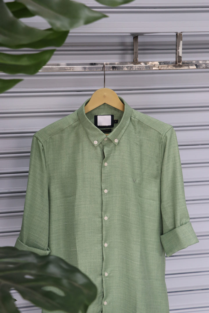 Men’s Plain Shirt Full Sleeve Trendy Casual Wear- PISTHA GREEN
