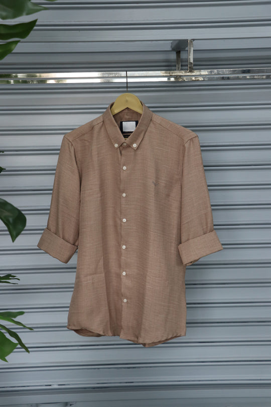 Men’s Plain Shirt Full Sleeve Trendy Casual Wear- BROWN – 7MAN Men's Fashion India