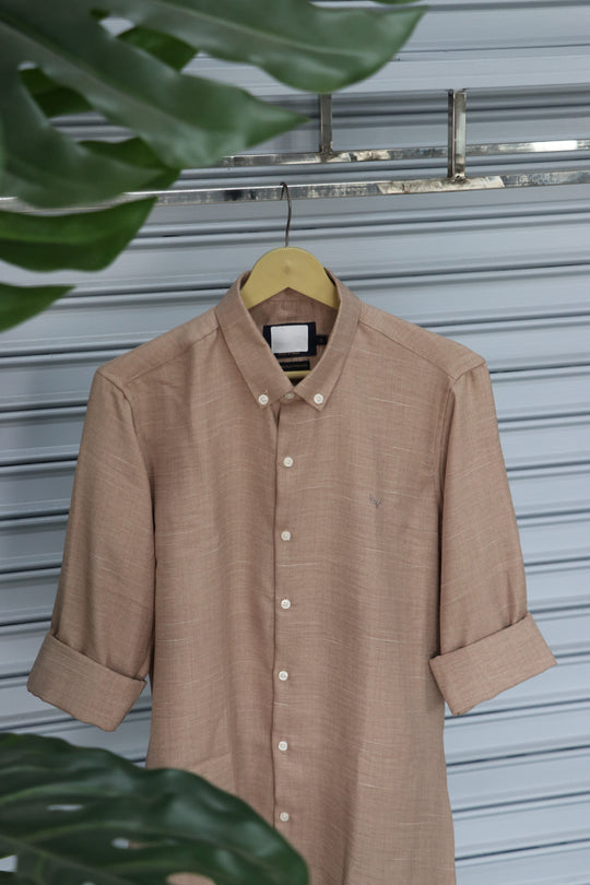 Men’s Plain Shirt Full Sleeve Trendy Casual Wear- BROWN – alternate view – 7MAN India