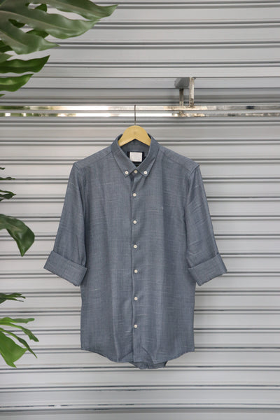 Men’s Plain Shirt Full Sleeve Trendy Casual Wear- GREY