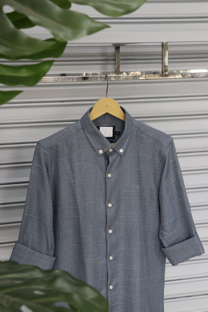 Men’s Plain Shirt Full Sleeve Trendy Casual Wear- GREY