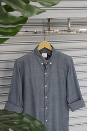 Men’s Plain Shirt Full Sleeve Trendy Casual Wear- GREY