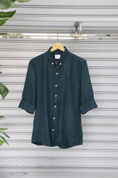 Men’s Plain Shirt Full Sleeve Trendy Casual Wear- BOTTLE GREEN