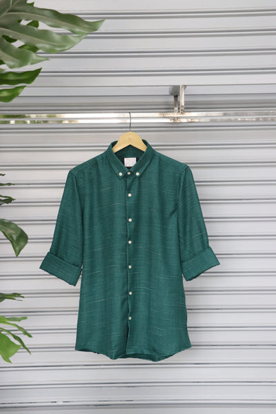 Men’s Plain Shirt Full Sleeve Trendy Casual Wear- RAMAR GREEN