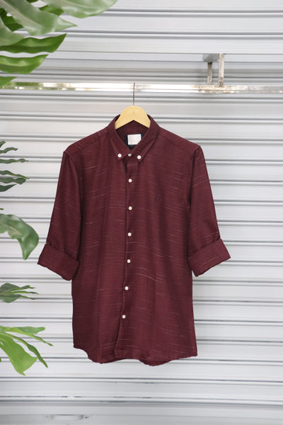 Men’s Plain Shirt Full Sleeve Trendy Casual Wear- MEROON