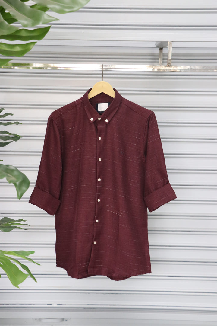 Men’s Plain Shirt Full Sleeve Trendy Casual Wear- MEROON