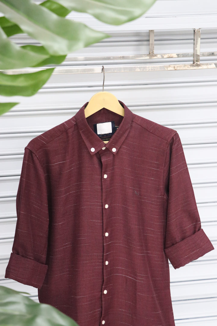 Men’s Plain Shirt Full Sleeve Trendy Casual Wear- MEROON