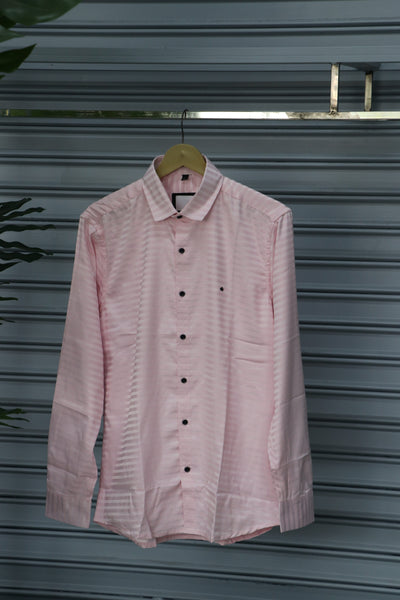 Men’s Party Wear | Horizontal Striped Shirt Full Sleeve Trendy Casual Wear- Pink