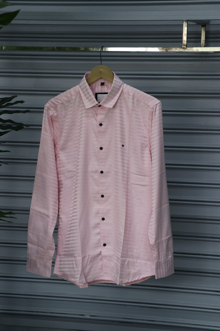 Men’s Party Wear | Horizontal Striped Shirt Full Sleeve Trendy Casual Wear- Pink
