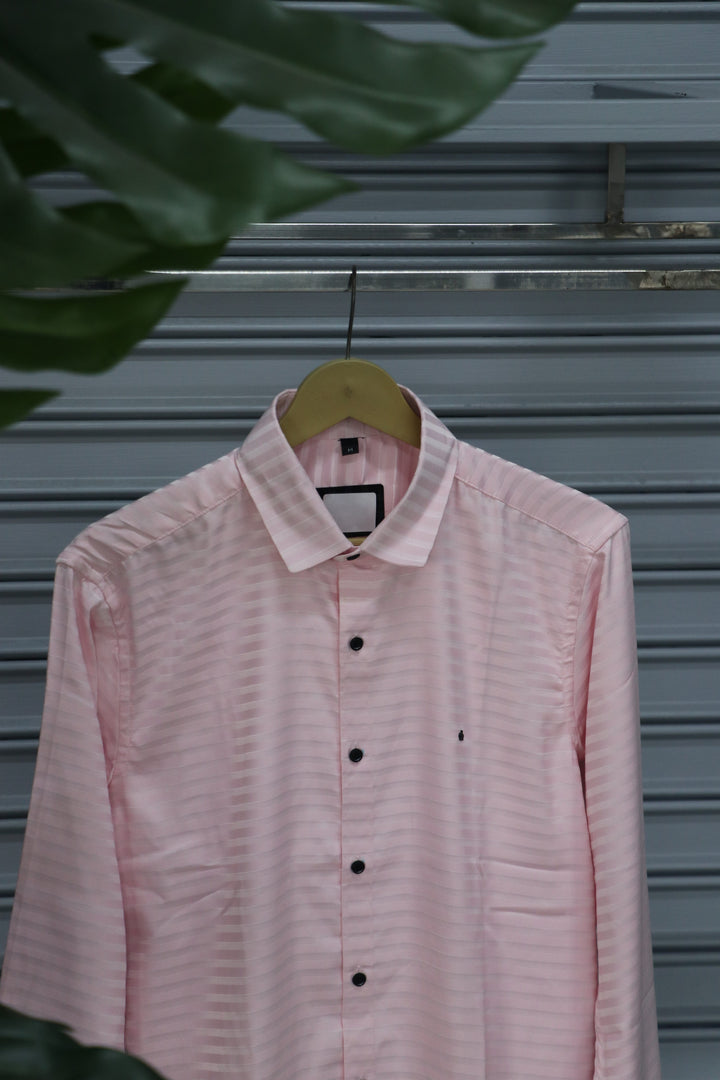 Men’s Party Wear | Horizontal Striped Shirt Full Sleeve Trendy Casual Wear- Pink