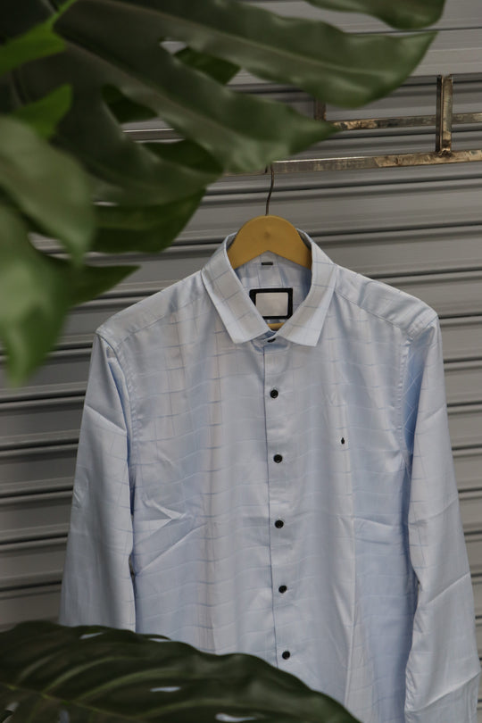 Men’s Party Wear | Checked Shirt Full Sleeve Trendy Casual Wear- Silver – alternate view – 7MAN India