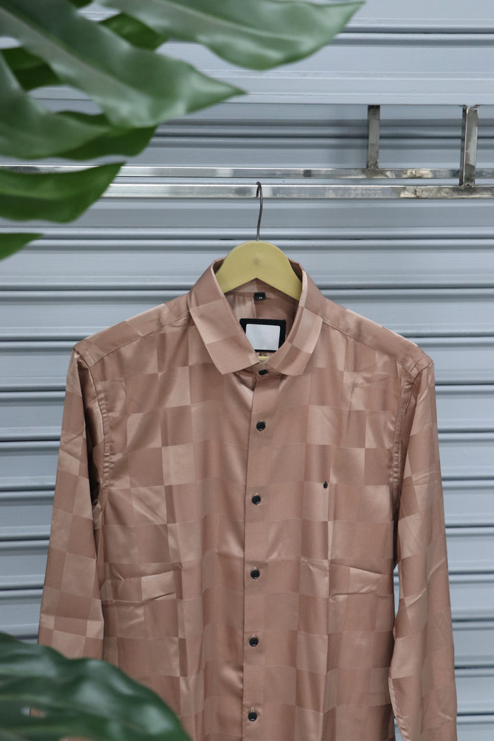 Men’s Party Wear | Checked Shirt Full Sleeve Trendy Casual Wear- Brown