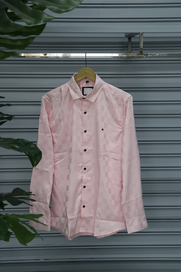 Men’s Party Wear | MIN BOX Checked Shirt Full Sleeve Trendy Casual Wear- pink