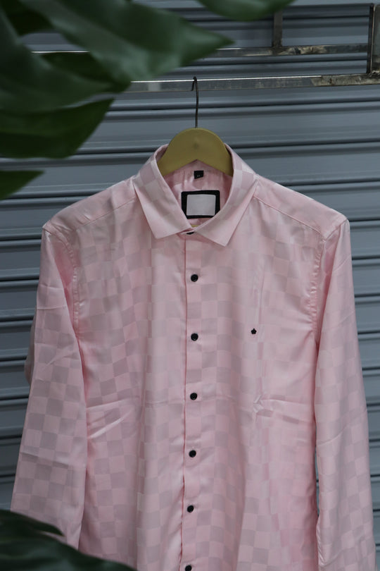 Men’s Party Wear | MIN BOX Checked Shirt Full Sleeve Trendy Casual Wear- pink – alternate view – 7MAN India