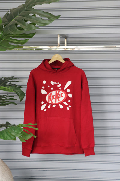 Men's Hoodie – Premium Full Sleeve KitKat Hoodie Sweatshirt - Red