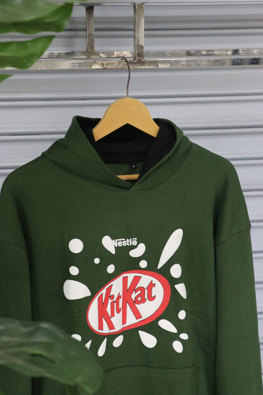 Men's Hoodie – Premium Full Sleeve KitKat Hoodie Sweatshirt - Green – alternate view – 7MAN India