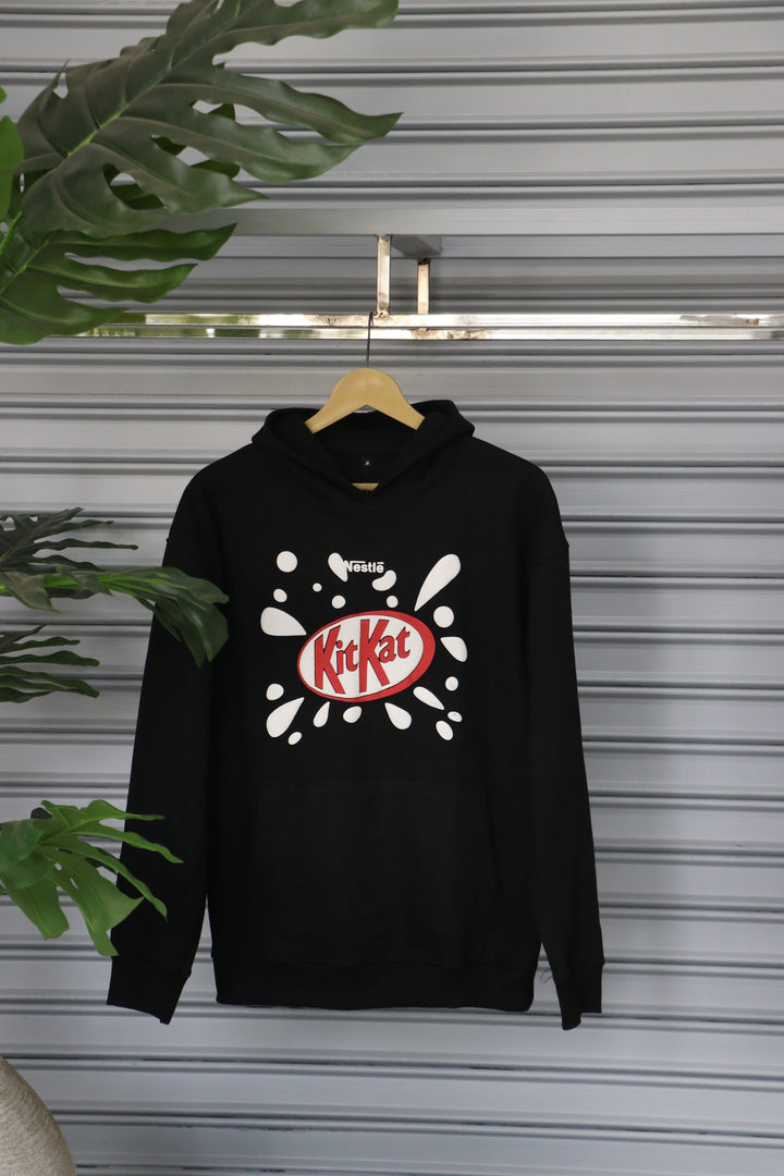Men's Hoodie – Premium Full Sleeve KitKat Hoodie Sweatshirt - Black