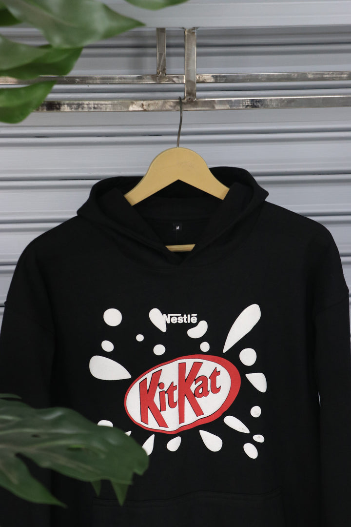 Men's Hoodie – Premium Full Sleeve KitKat Hoodie Sweatshirt - Black