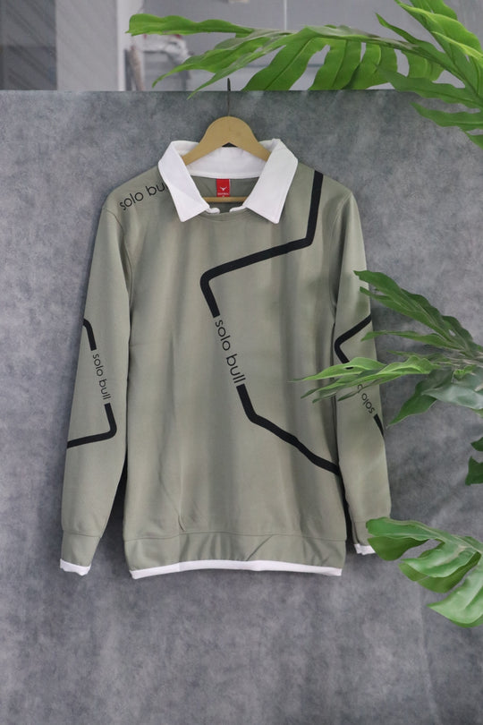 Men's Full Sleeve Collar T Shirt- Sweatshirt | Streetwear Style - Pistha Green – 7MAN Men's Fashion India