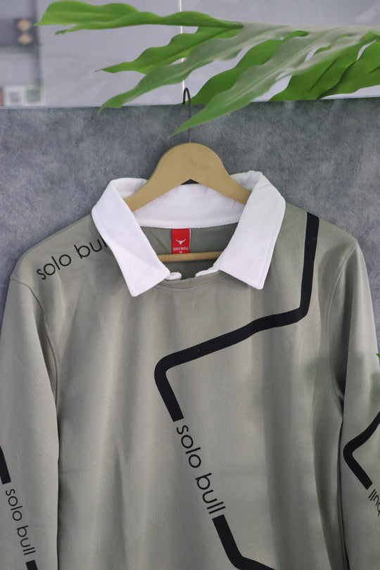 Men's Full Sleeve Collar T Shirt- Sweatshirt | Streetwear Style - Pistha Green – alternate view – 7MAN India