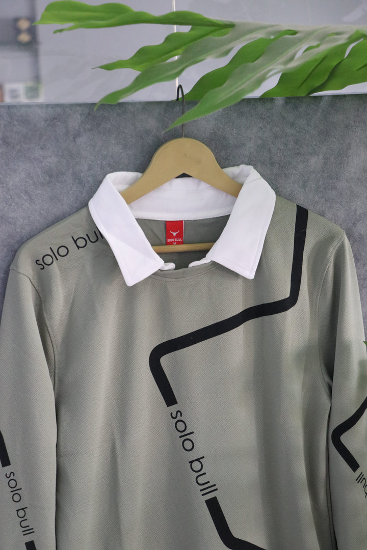 Men's Full Sleeve Collar T Shirt- Sweatshirt | Streetwear Style - Pistha Green