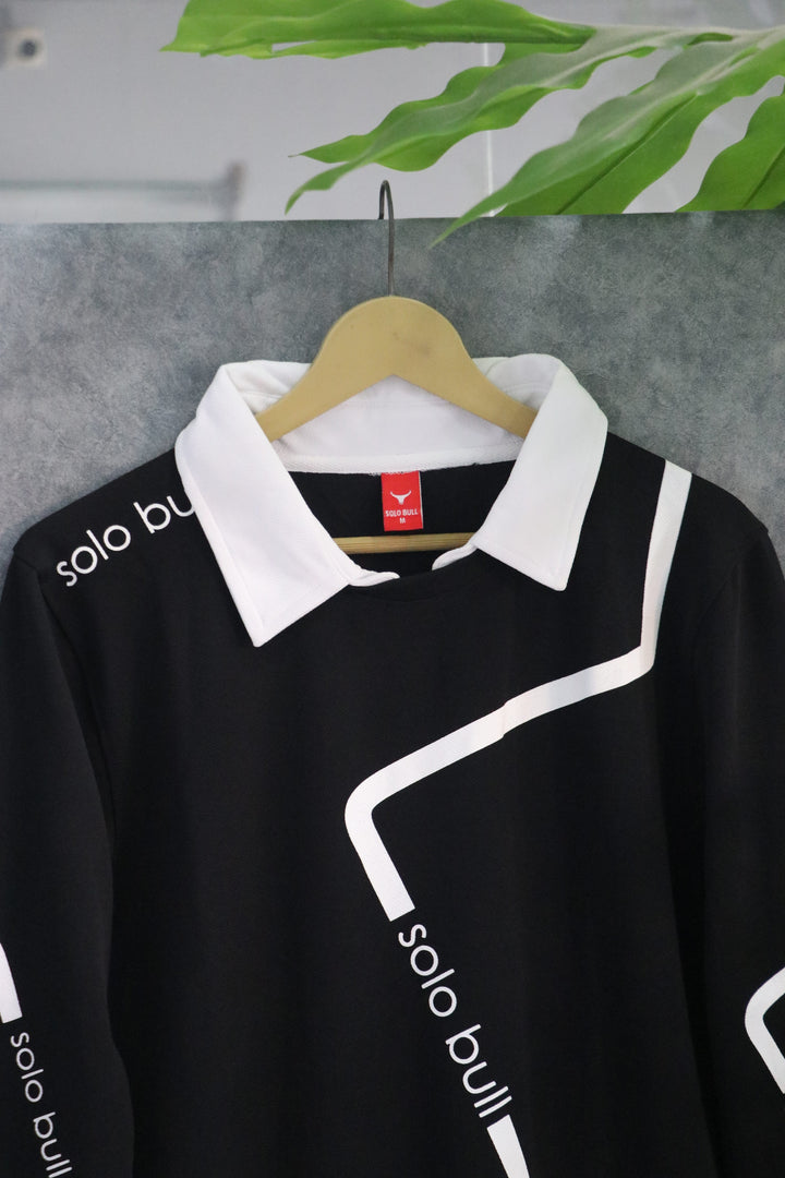 Men's Full Sleeve Collar T Shirt- Sweatshirt | Streetwear Style - Black